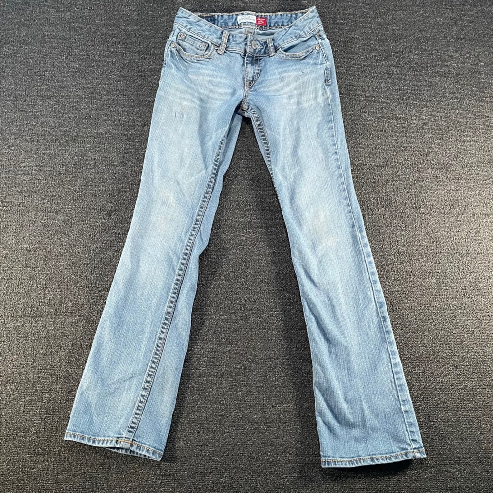 Aeropostale Chelsea Skinny Bootcut Jeans Womens 5/6 Long Light Wash Blue Good